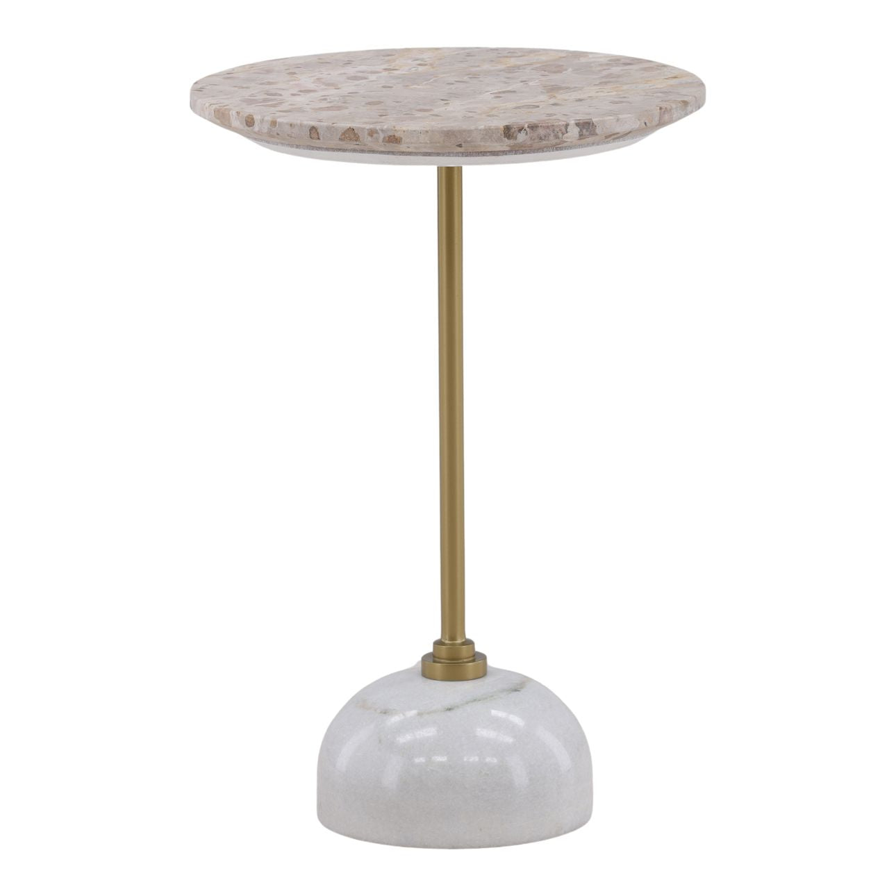 Beige and Brass Tendu Marble, Rajnagar Marble and Iron Table 15 in Wide