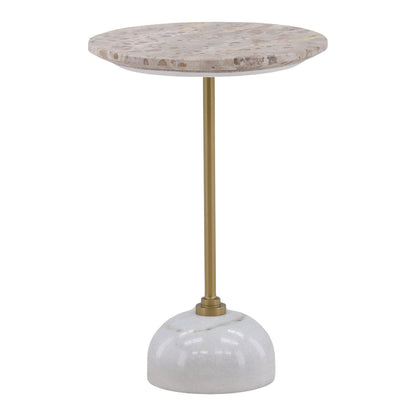 Beige and Brass Tendu Marble, Rajnagar Marble and Iron Table 15 in Wide