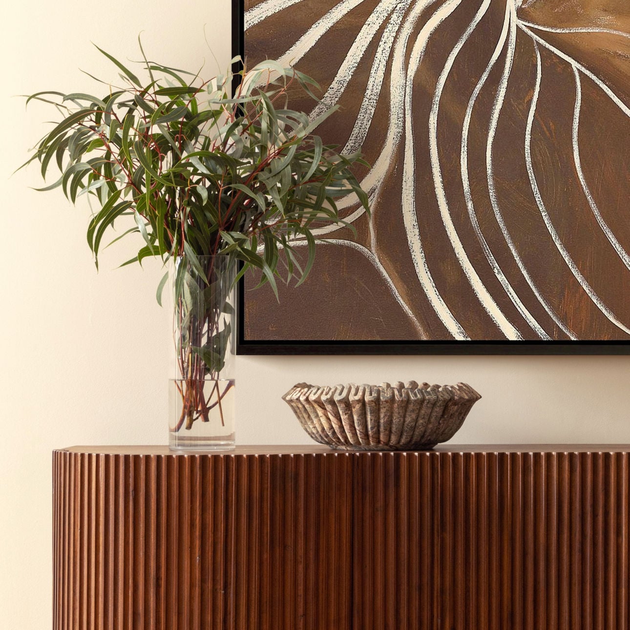 Brown Marble Bowl 15 in Wide