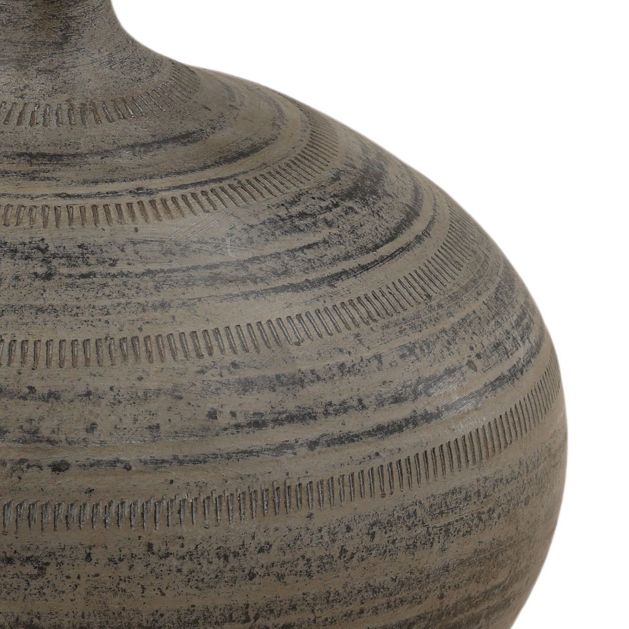 Antique Black Ceramic Vase 14 in Wide