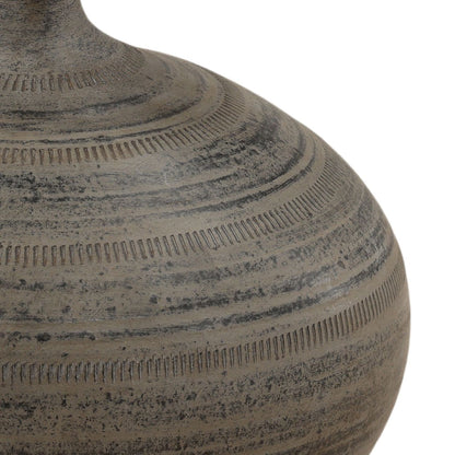 Antique Black Ceramic Vase 14 in Wide