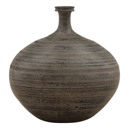 Antique Black Ceramic Vase 14 in Wide