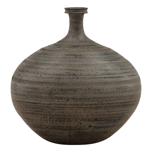 Antique Black Ceramic Vase 14 in Wide