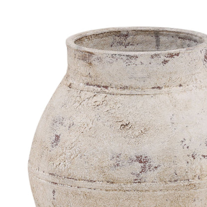 Antique Brown Ceramic Vase 10 in Wide