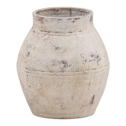Antique Brown Ceramic Vase 10 in Wide