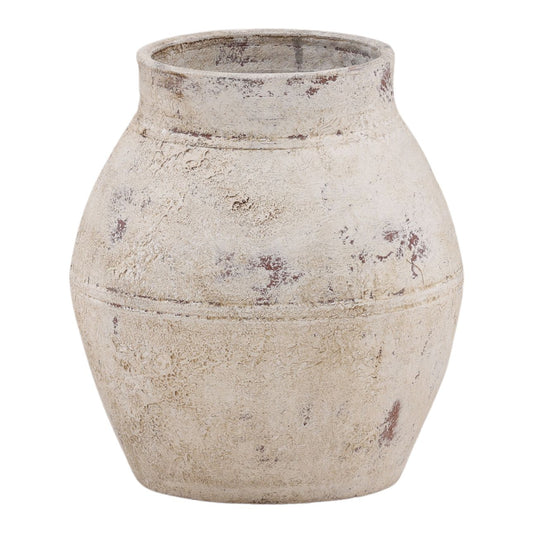 Antique Brown Ceramic Vase 10 in Wide