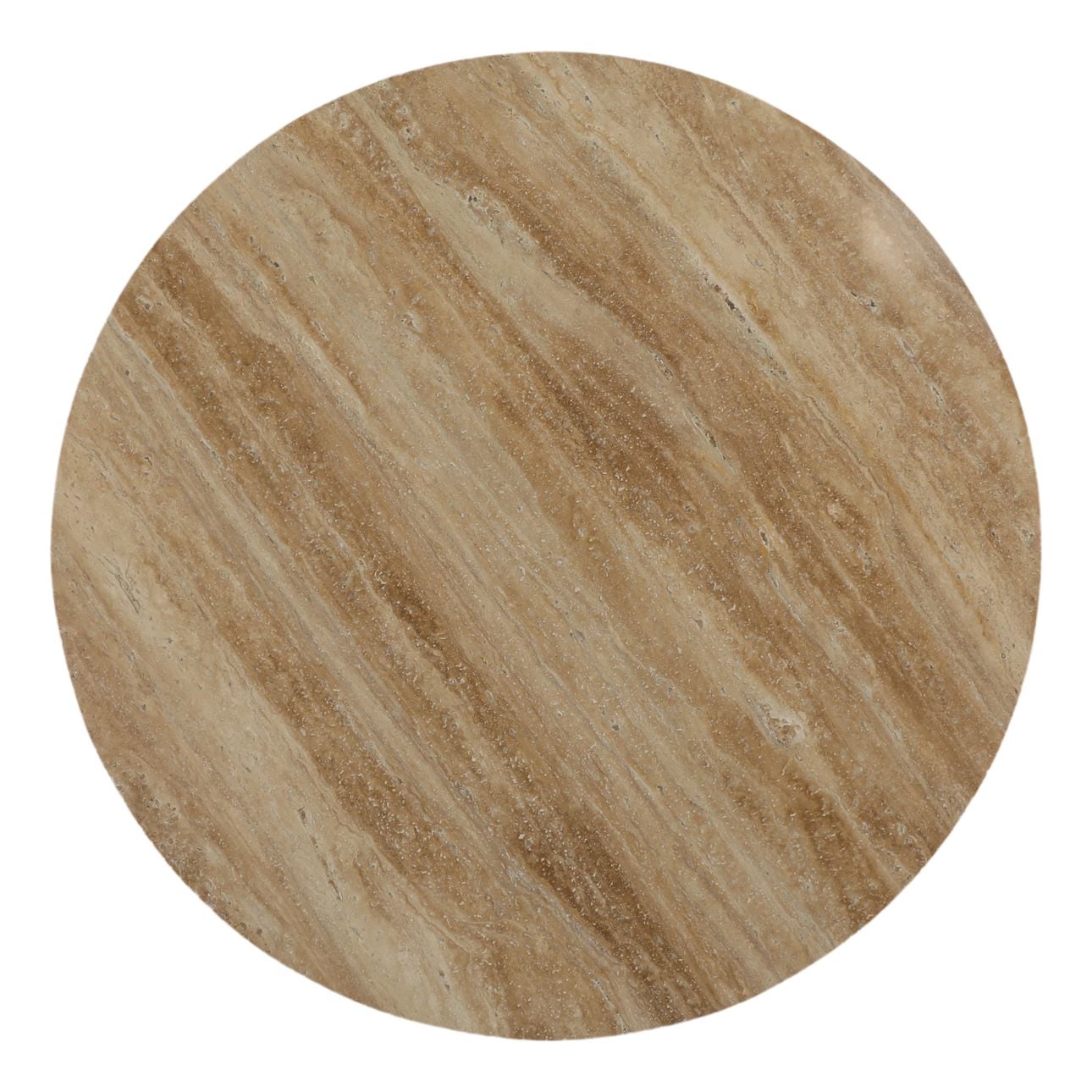 Natural Travertine, Cane and Iron Table 42 in Wide