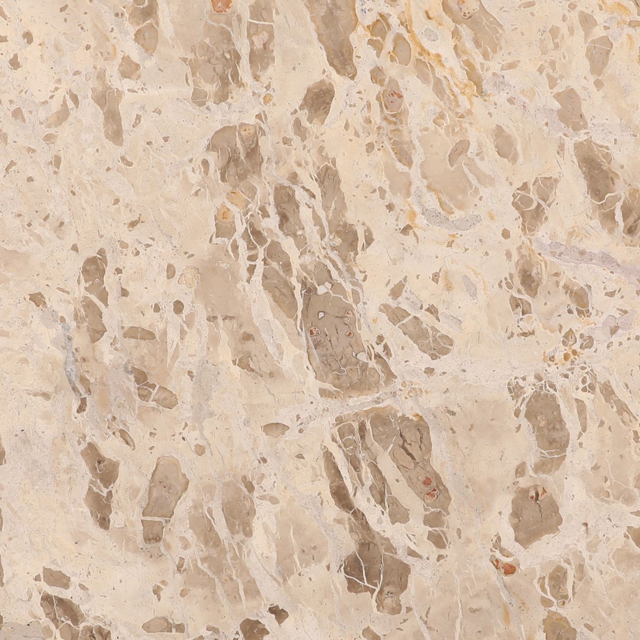 Beige and Natural Tendu Marble and Mango Wood Table 54 in Wide