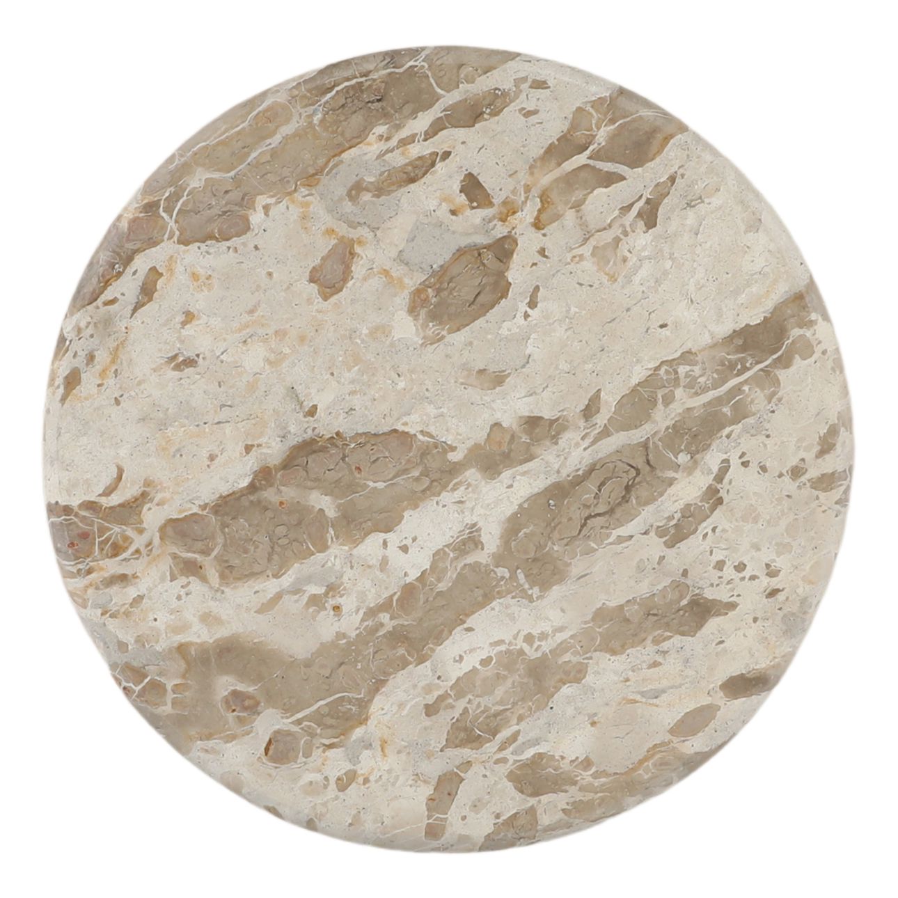 Beige and Natural Tendu Marble and Mango Wood Table 24 in Wide