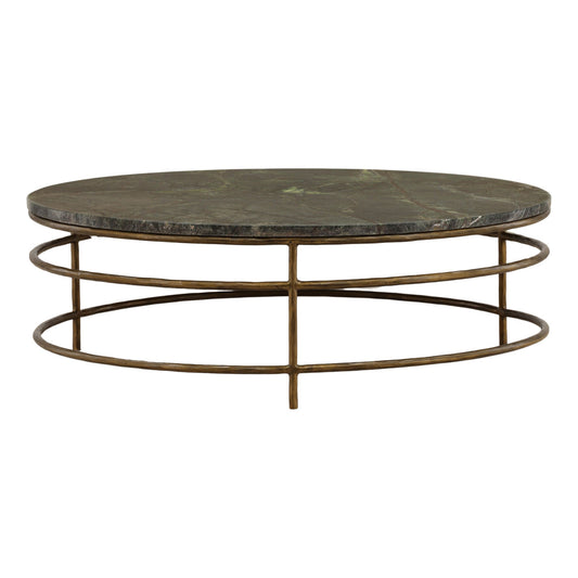 Brown and Green Marble and Antique Brass Bidasar Marble and Iron Table 48 in Wide