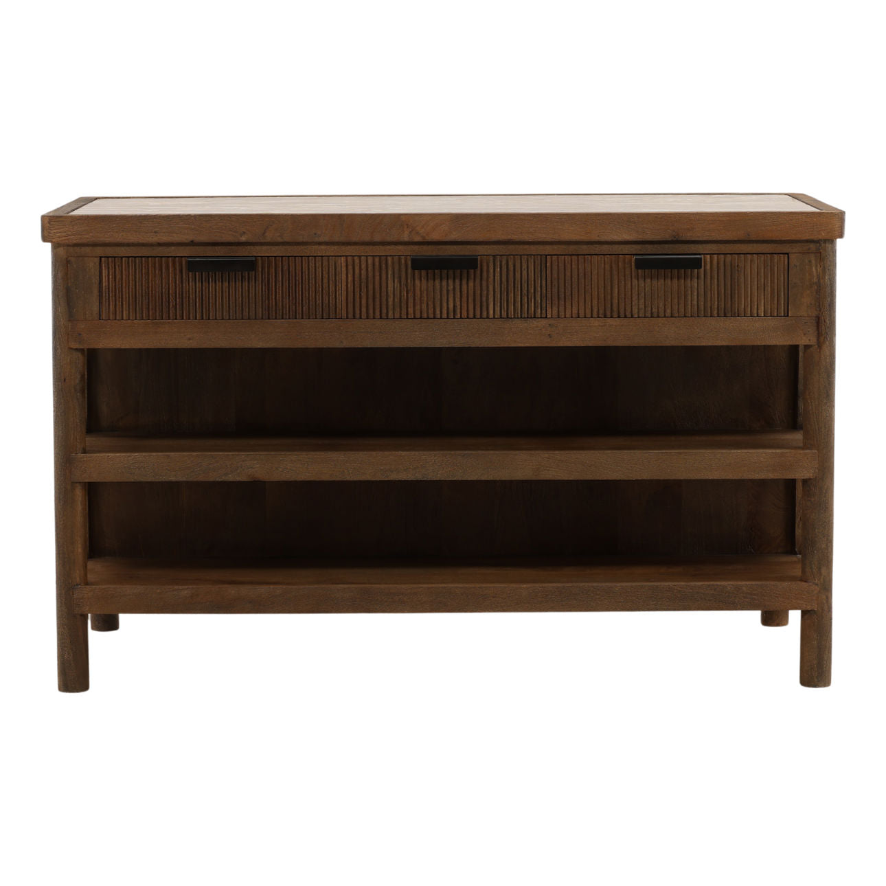 Beige and Brown Tendu Marble and Mango Wood Island 60 in Wide