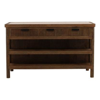 Beige and Brown Tendu Marble and Mango Wood Island 60 in Wide