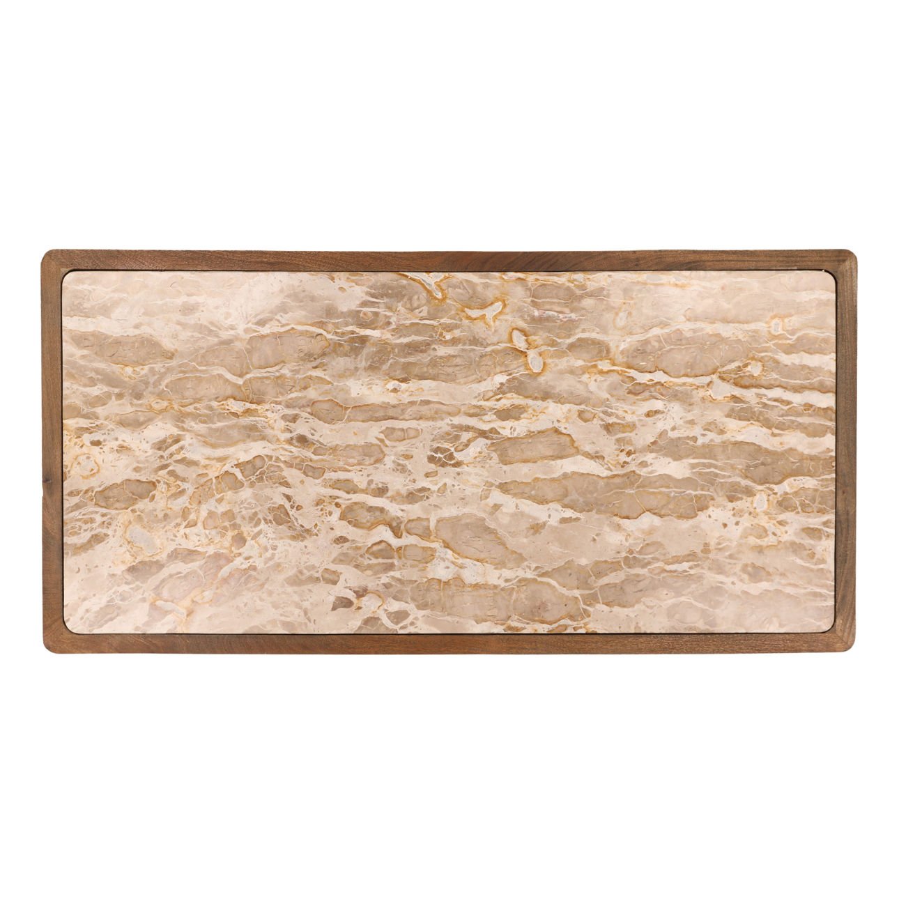 Beige and Brown Tendu Marble and Mango Wood Island 60 in Wide