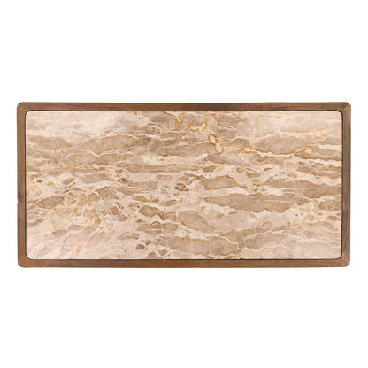 Beige and Brown Tendu Marble and Mango Wood Island 60 in Wide