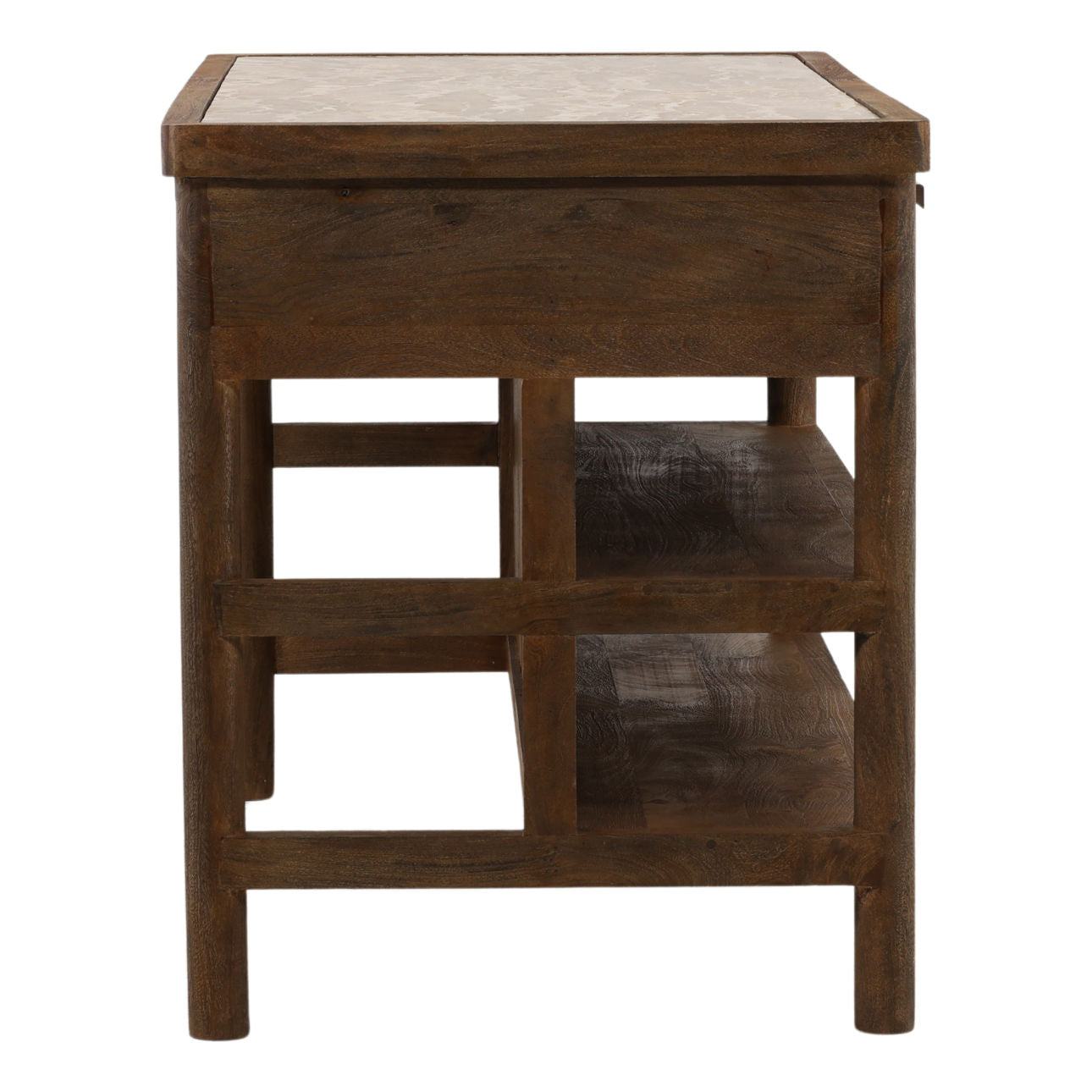 Beige and Brown Tendu Marble and Mango Wood Island 60 in Wide
