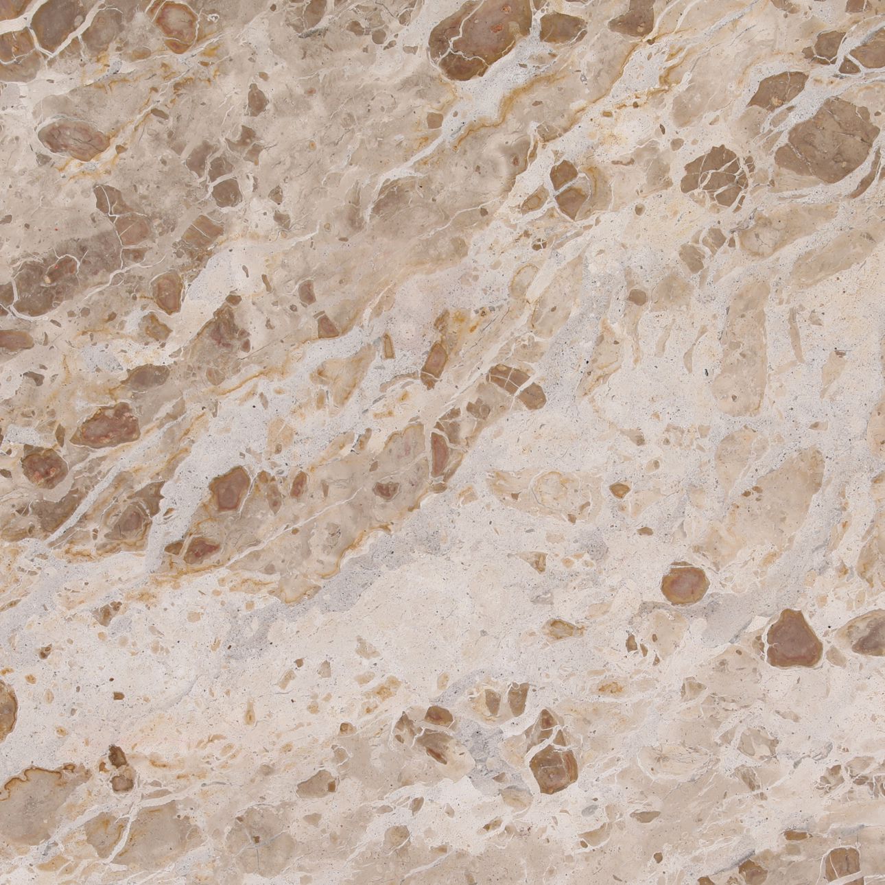 Beige and Natural Tendu Marble and Mango Wood Table 54 in Wide
