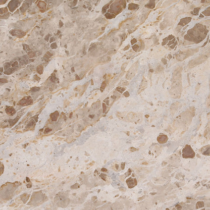 Beige and Natural Tendu Marble and Mango Wood Table 54 in Wide