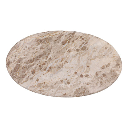 Beige and Natural Tendu Marble and Mango Wood Table 54 in Wide