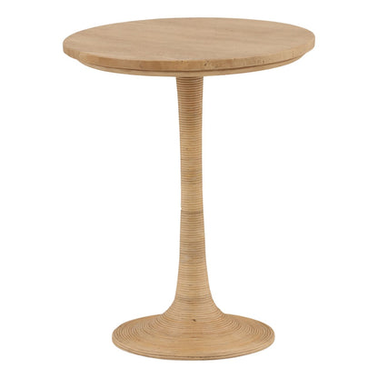 Natural Travertine, Cane and Iron Table 18 in Wide