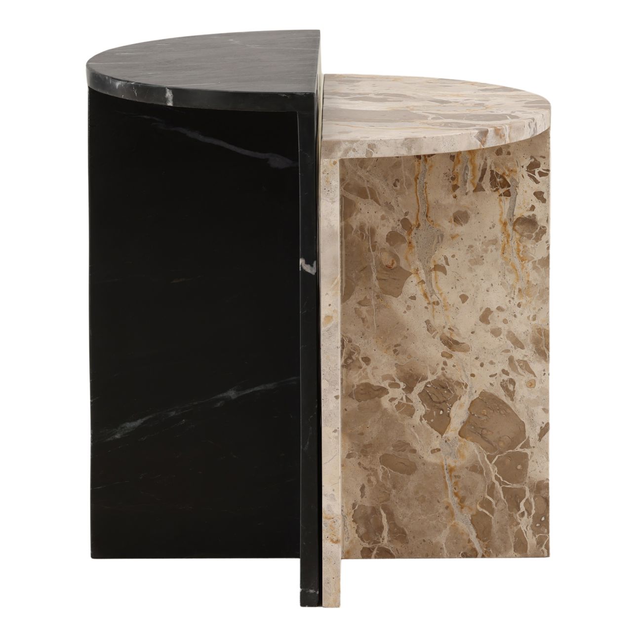 Black and Cream Marble Table 20 in Wide