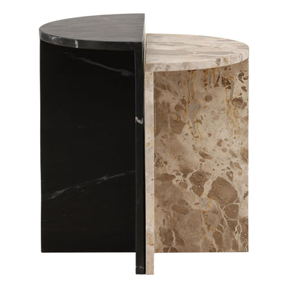 Black and Cream Marble Table 20 in Wide