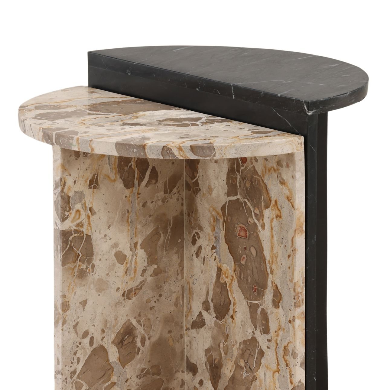 Black and Cream Marble Table 20 in Wide
