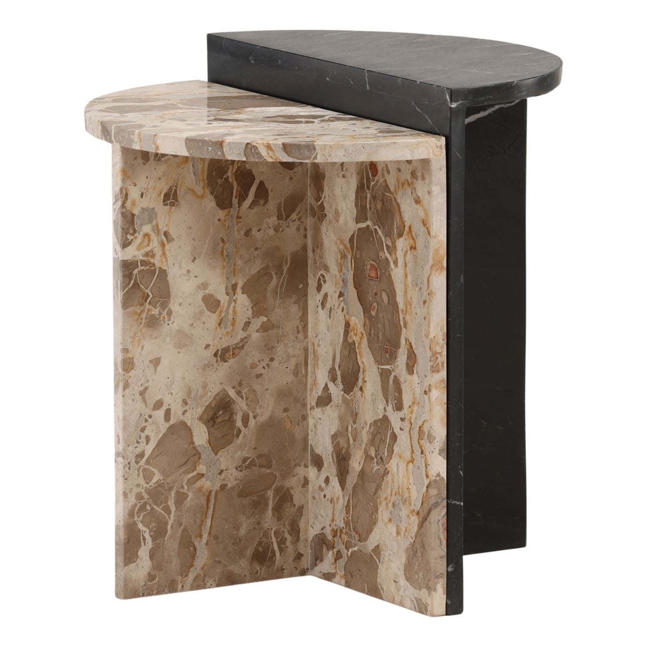 Black and Cream Marble Table 20 in Wide