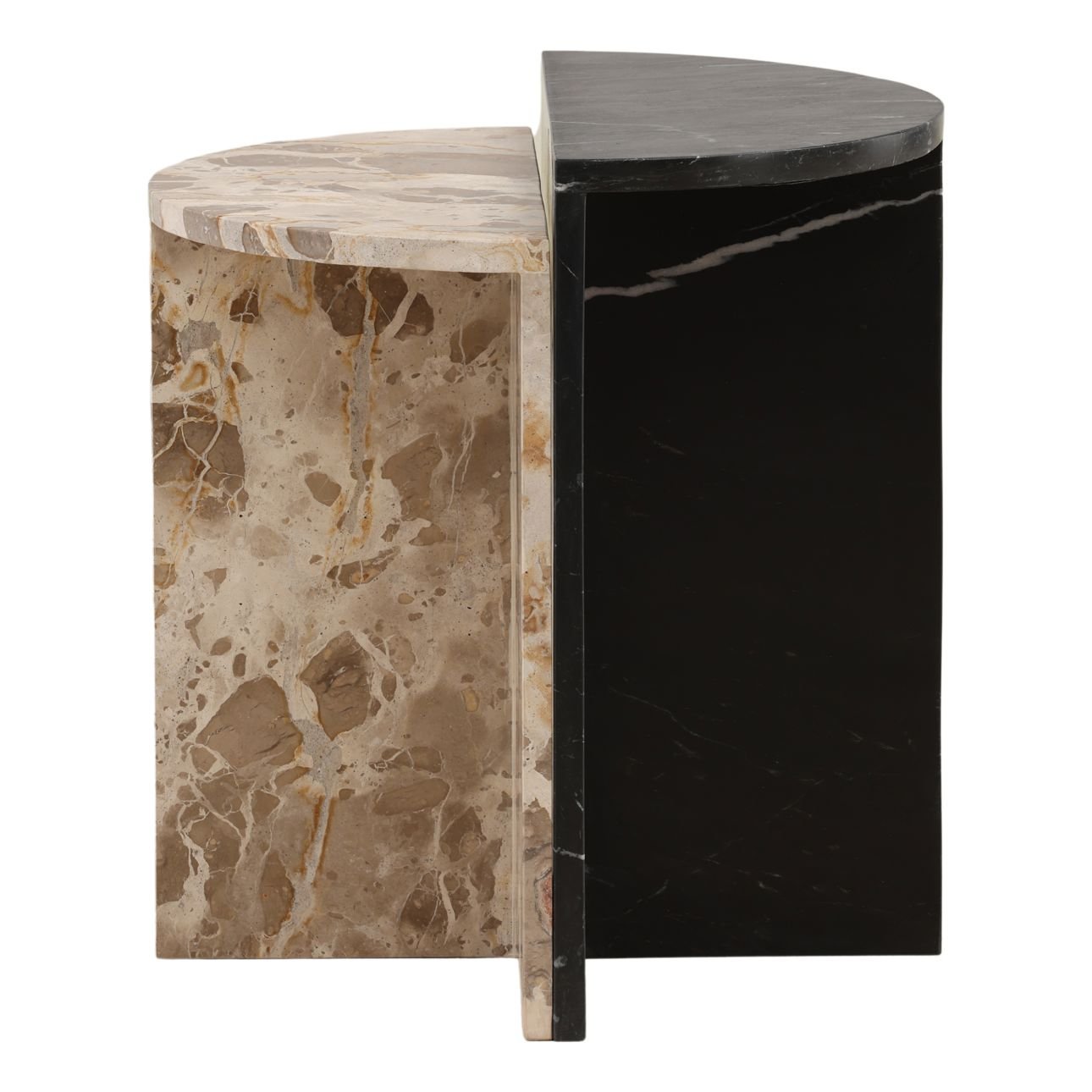 Black and Cream Marble Table 20 in Wide