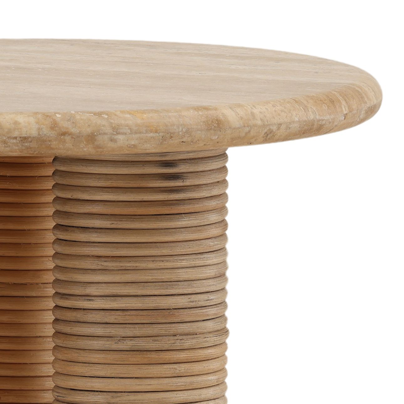 Natural Travertine and Cane Table 20 in Wide