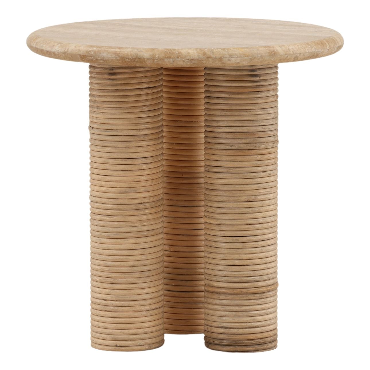 Natural Travertine and Cane Table 20 in Wide