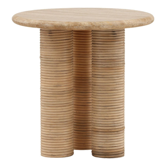 Natural Travertine and Cane Table 20 in Wide