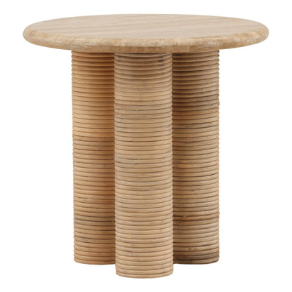 Natural Travertine and Cane Table 20 in Wide