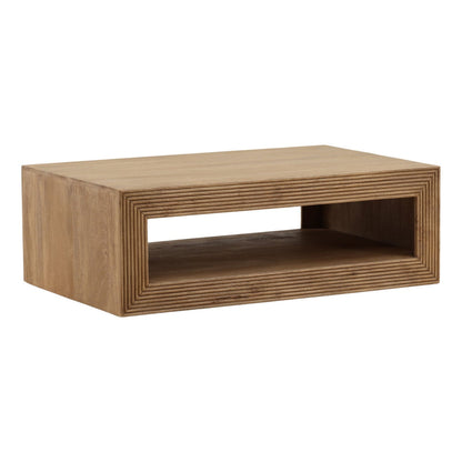 Slatefell solid mango wood coffee table with natural finish, front view
