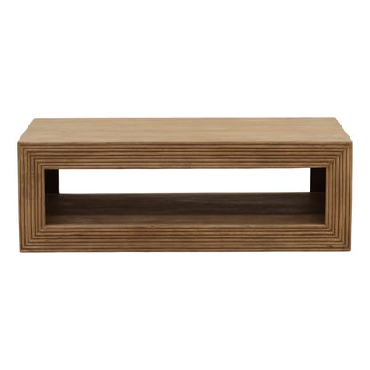 Slatefell coffee table showing natural mango wood grain detail, top-down view