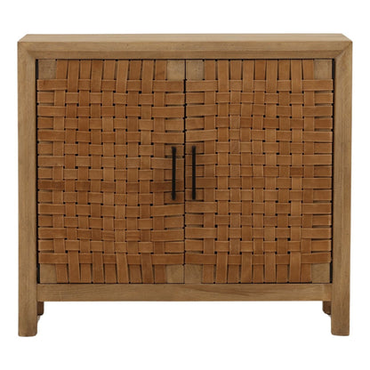 Elevated Mango Wood and Leather Cabinet