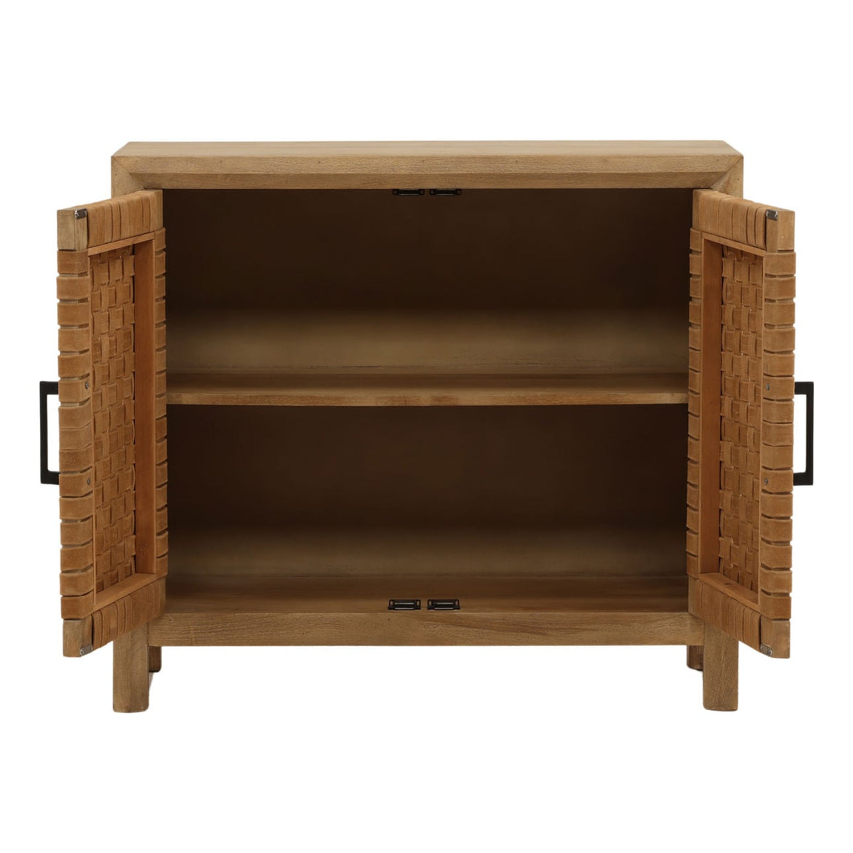 Elevated Mango Wood and Leather Cabinet