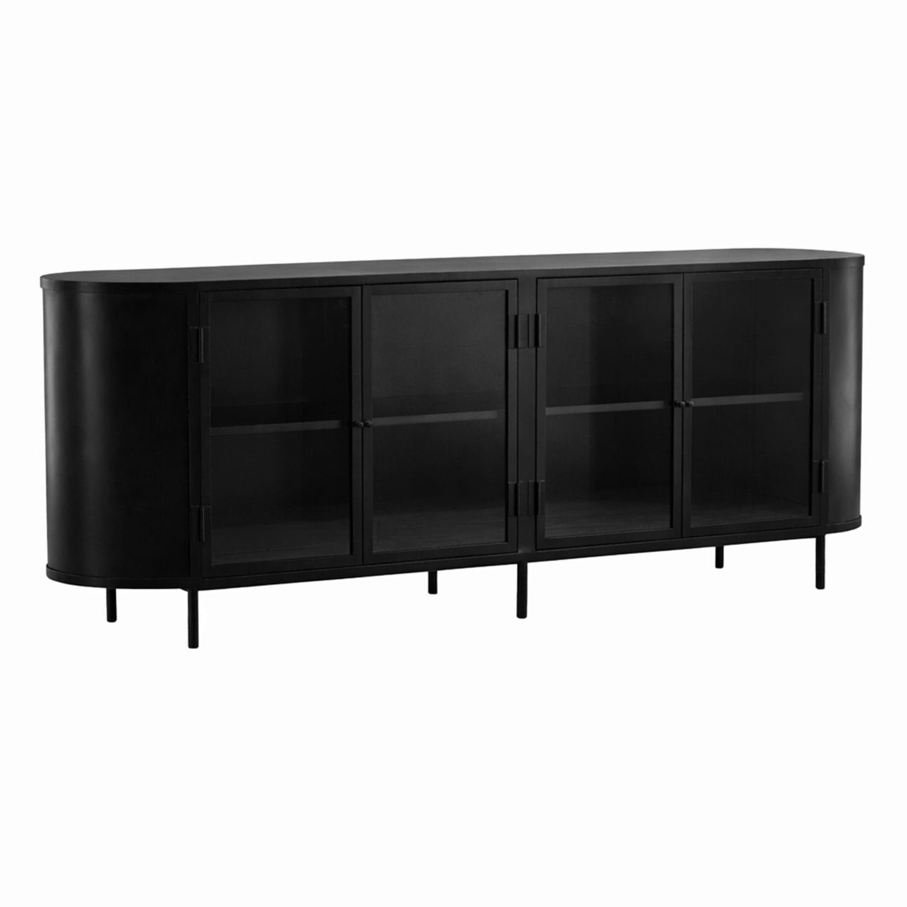 Black Iron and Glass Sideboard 85.5 in Wide