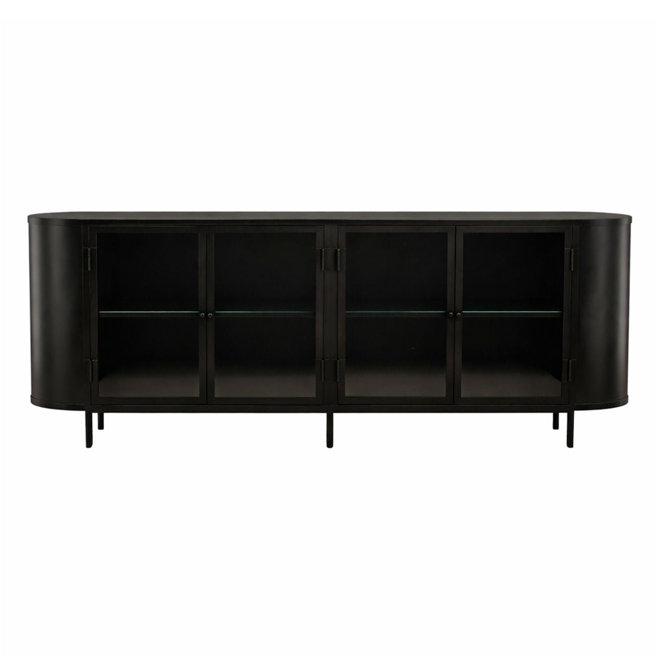 Black Iron and Glass Sideboard 85.5 in Wide