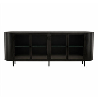 Black Iron and Glass Sideboard 85.5 in Wide