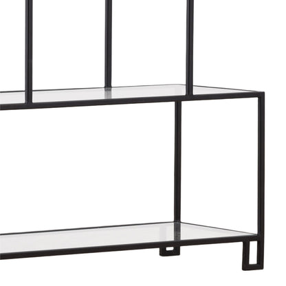 Elevated Iron and Glass Bookcases & Shelving