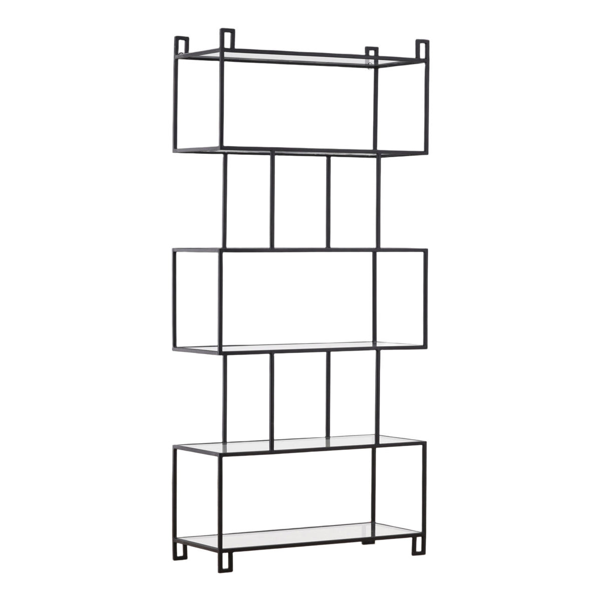 Elevated Iron and Glass Bookcases & Shelving