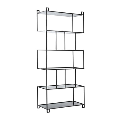 Black Iron and Glass Bookcase 38 in Wide