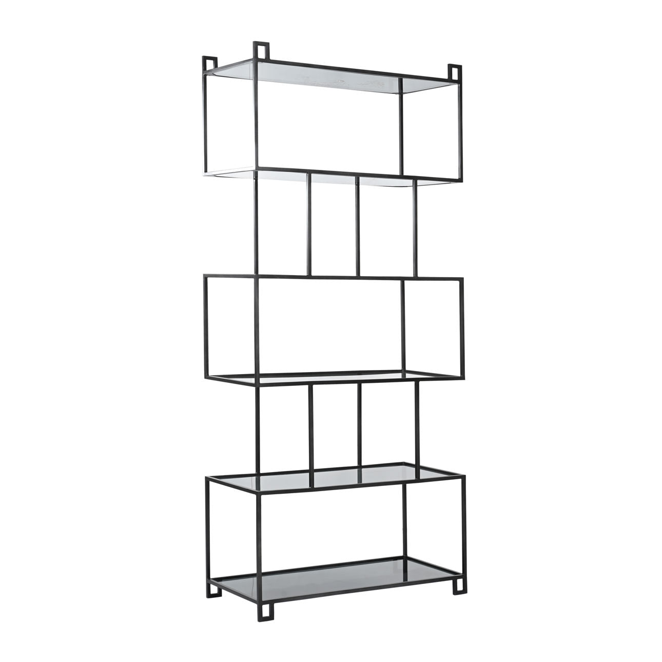 Black Iron and Glass Bookcase 38 in Wide