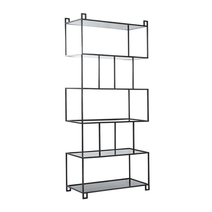 Black Iron and Glass Bookcase 38 in Wide