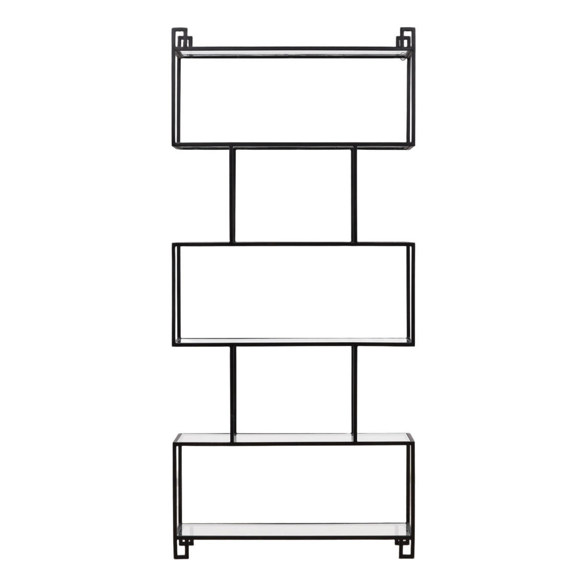 Elevated Iron and Glass Bookcases & Shelving