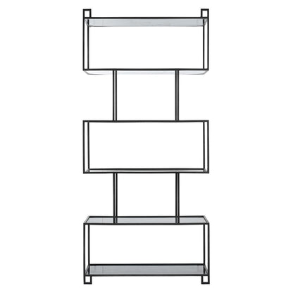 Black Iron and Glass Bookcase 38 in Wide