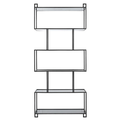 Black Iron and Glass Bookcase 38 in Wide