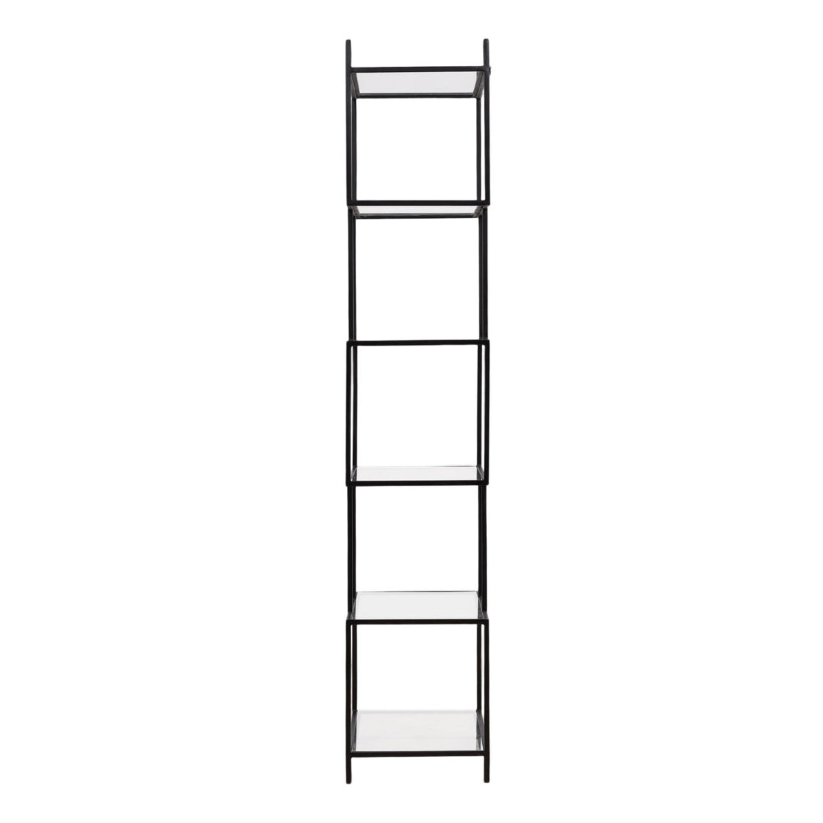 Elevated Iron and Glass Bookcases & Shelving