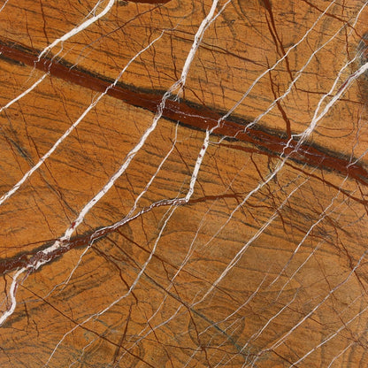 Signature Orange Bidasar Marble and Teak Wood Home Accent