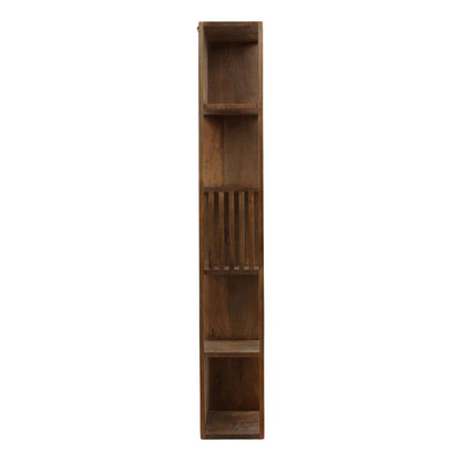 Verlea Bookcase full-height view — 54-inch wide open shelving in brown mango wood